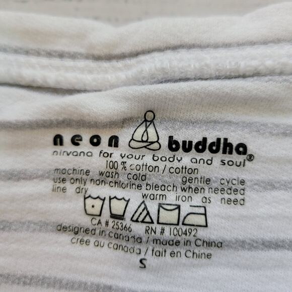 Neon Buddha Size S Striped 3/4 Cinch Sleeve Crewneck Tunic Top Thick Material - Picture 7 of 7